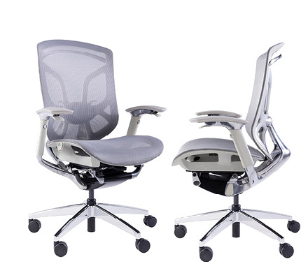5D Paddle Ergonomic Home Office Grey Swivel Desk Chair With Lumbar Back Support