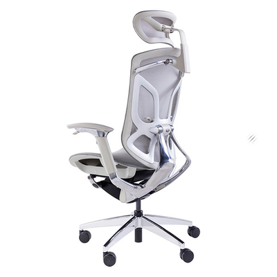 Dvary Height Seats Ergonomic Office Chair Comfortable Polished Alu Base Light Grey